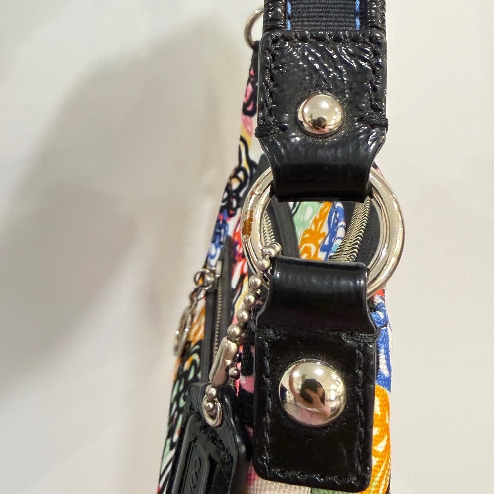 Coach Poppy Graffiti Floral Canvas‎ Shoulder Bag Y2K McBling Rare - Picture 7 of 11